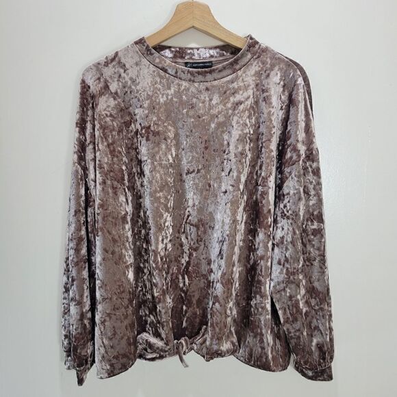 Adrianna Papell Blush Crushed Velour Top - Picture 1 of 10